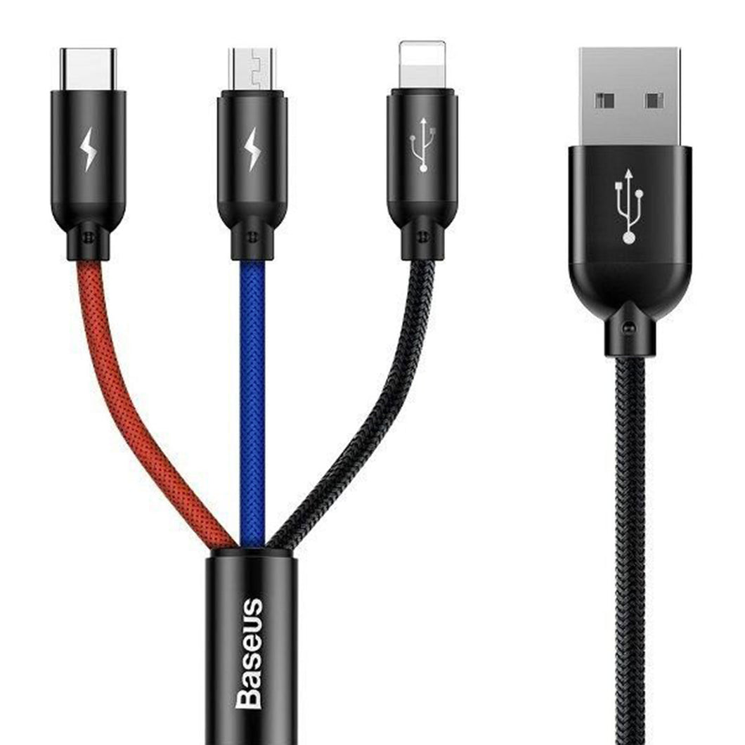 Baseus CAMLT-BSY01 Cavo USB 3 in 1 USB Type-C Lightning micro USB 3.5A 1,2 metri