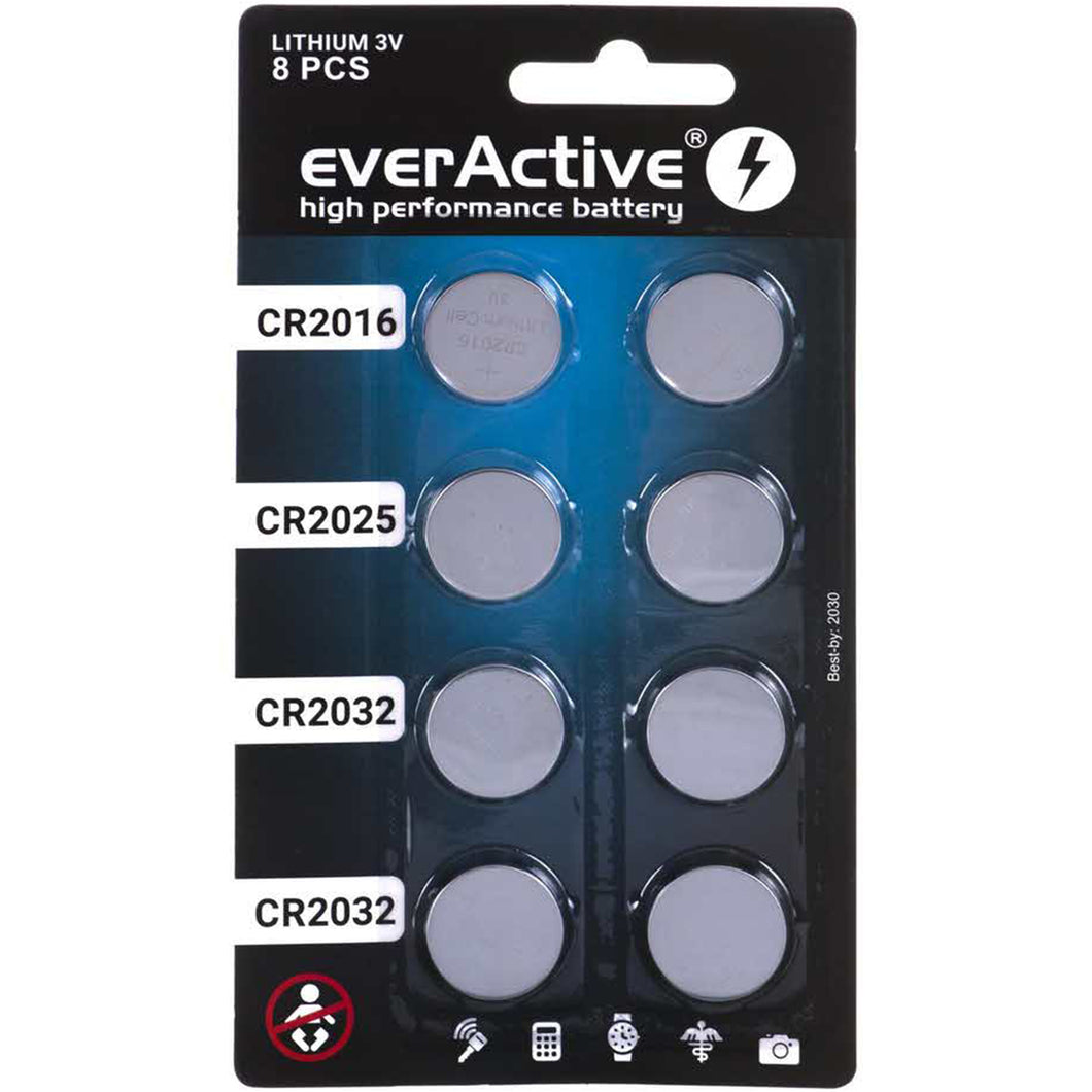 Everactive 8 Batterie Tampone Al Litio CR 2016 2025 2032 3V